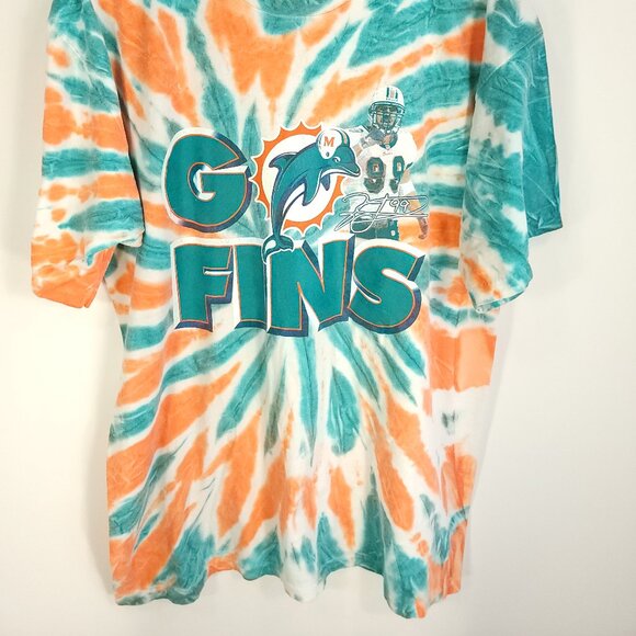 Vtg Miami Dolphins Graphic T-Shirt Men's XL Orange Aqua Tie Dye Sport Attack - Picture 2 of 10